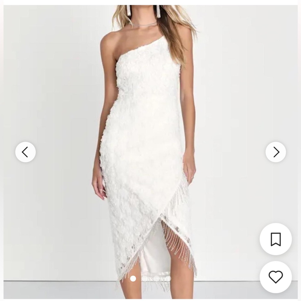 Lulus Destiny White Lace Asynmetrical Dress